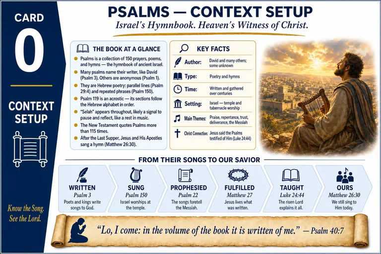 Card 0: CONTEXT SETUP — Israel's Hymnbook. Heaven's Witness of Christ.