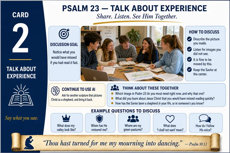 Card 2: TALK ABOUT EXPERIENCE — Share. Listen. See Him Together.