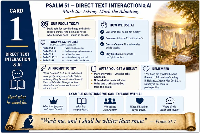 Card 1: DIRECT TEXT INTERACTION & AI — Mark the Asking. Mark the Admitting.