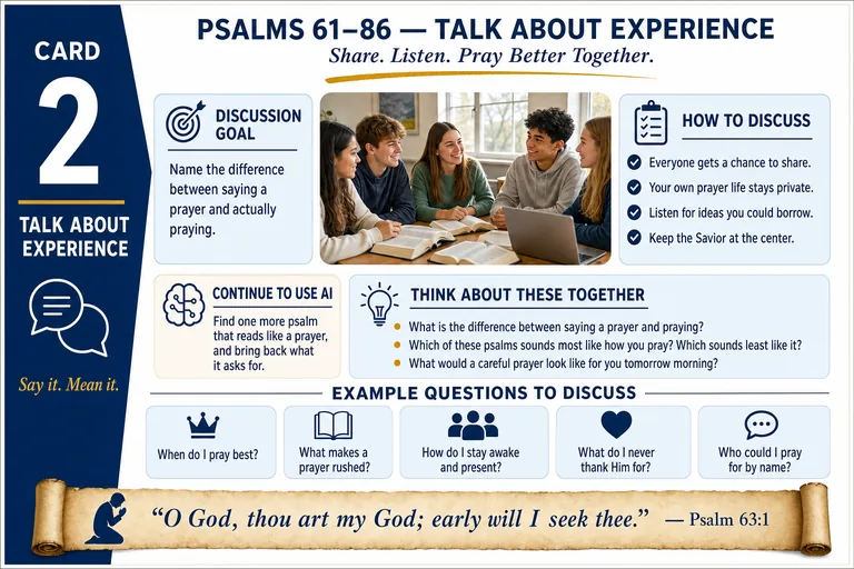 Card 2: TALK ABOUT EXPERIENCE — Share. Listen. Pray Better Together.