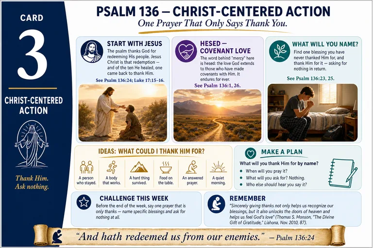Card 3: CHRIST-CENTERED ACTION — One Prayer That Only Says Thank You.