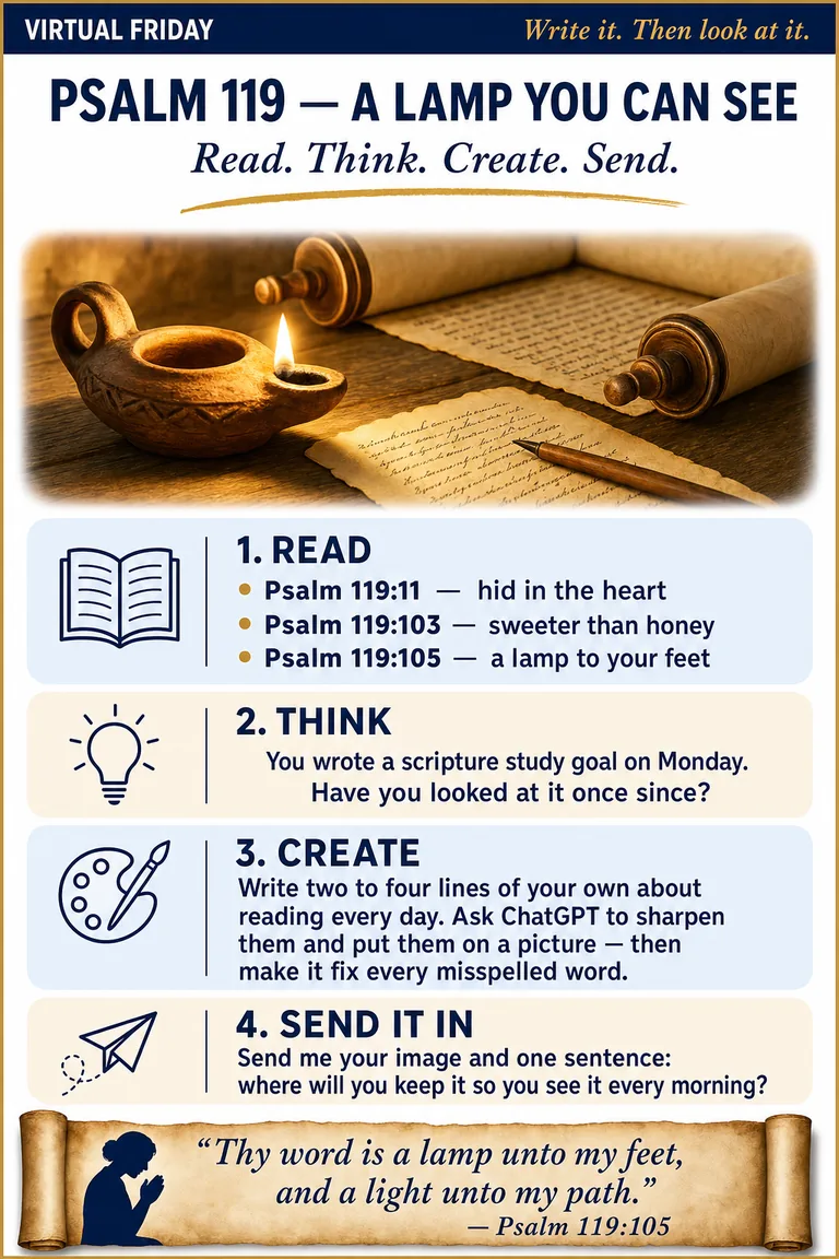 Card 0: VIRTUAL FRIDAY — Read. Think. Create. Send.