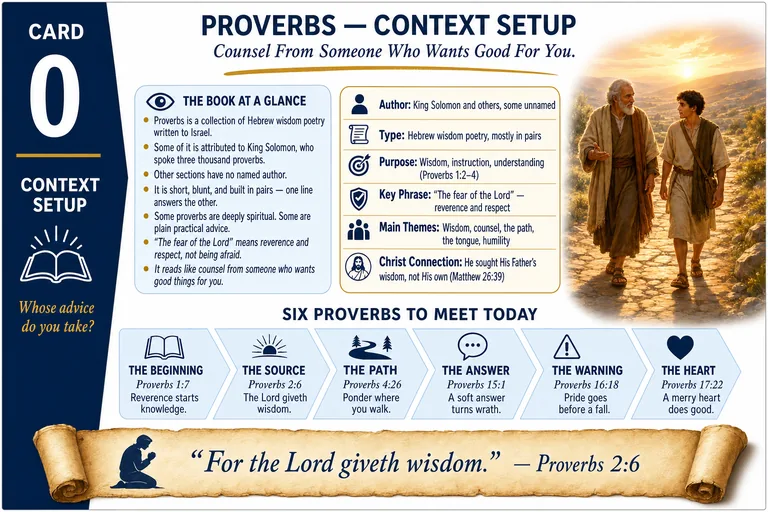 Card 0: CONTEXT SETUP — Counsel From Someone Who Wants Good For You.