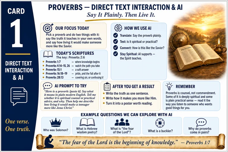 Card 1: DIRECT TEXT INTERACTION & AI — Say It Plainly. Then Live It.