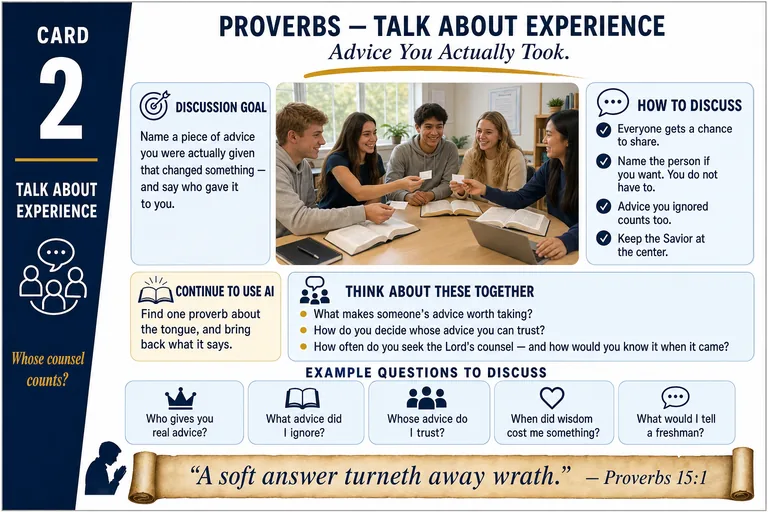 Card 2: TALK ABOUT EXPERIENCE — Advice You Actually Took.