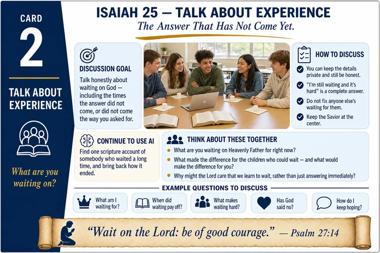 Card 2: TALK ABOUT EXPERIENCE — The Answer That Has Not Come Yet.