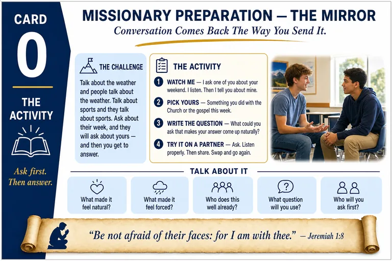 Card 0: THE ACTIVITY — Conversation Comes Back The Way You Send It.