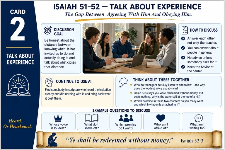 Card 2: TALK ABOUT EXPERIENCE — The Gap Between Agreeing With Him And Obeying Him.