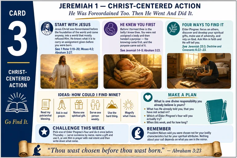 Card 3: CHRIST-CENTERED ACTION — He Was Foreordained Too. Then He Went And Did It.