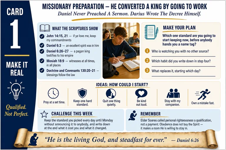 Card 1: MAKE IT REAL — Daniel Never Preached A Sermon. Darius Wrote The Decree Himself.