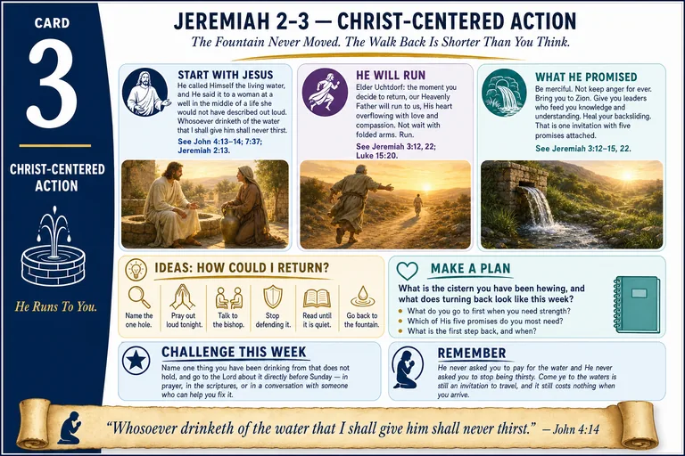 Card 3: CHRIST-CENTERED ACTION — The Fountain Never Moved. The Walk Back Is Shorter Than You Think.