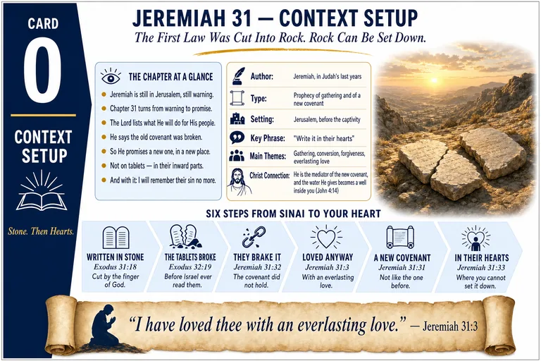 Card 0: CONTEXT SETUP — The First Law Was Cut Into Rock. Rock Can Be Set Down.