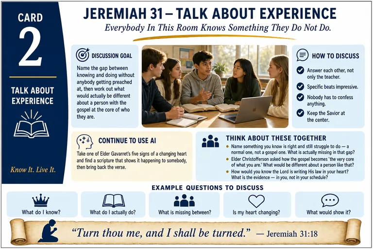 Card 2: TALK ABOUT EXPERIENCE — Everybody In This Room Knows Something They Do Not Do.