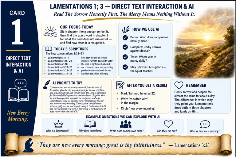 Card 1: DIRECT TEXT INTERACTION & AI — Read The Sorrow Honestly First. The Mercy Means Nothing Without It.